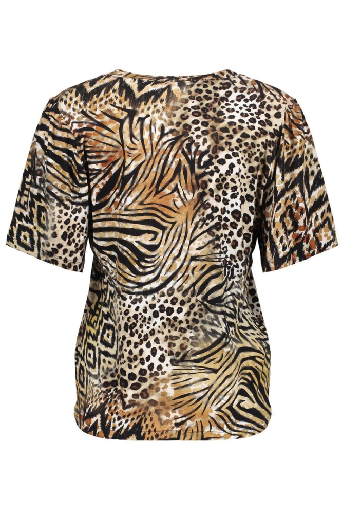 JAZZ T SHIRT MET V HALS EN PRINT 52445 60 000775 BROWN/BLACK